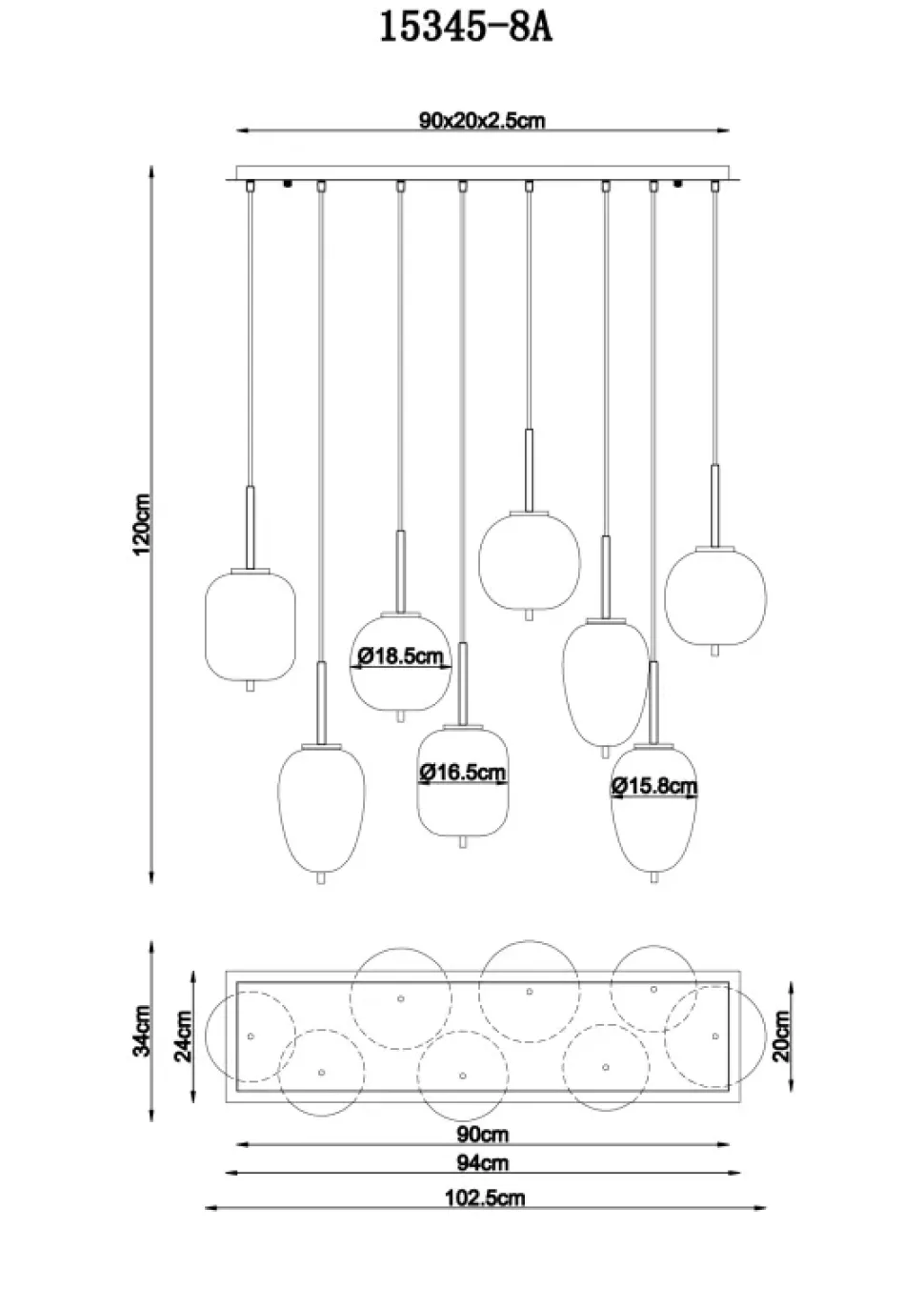 Blacky 102cm taklampa