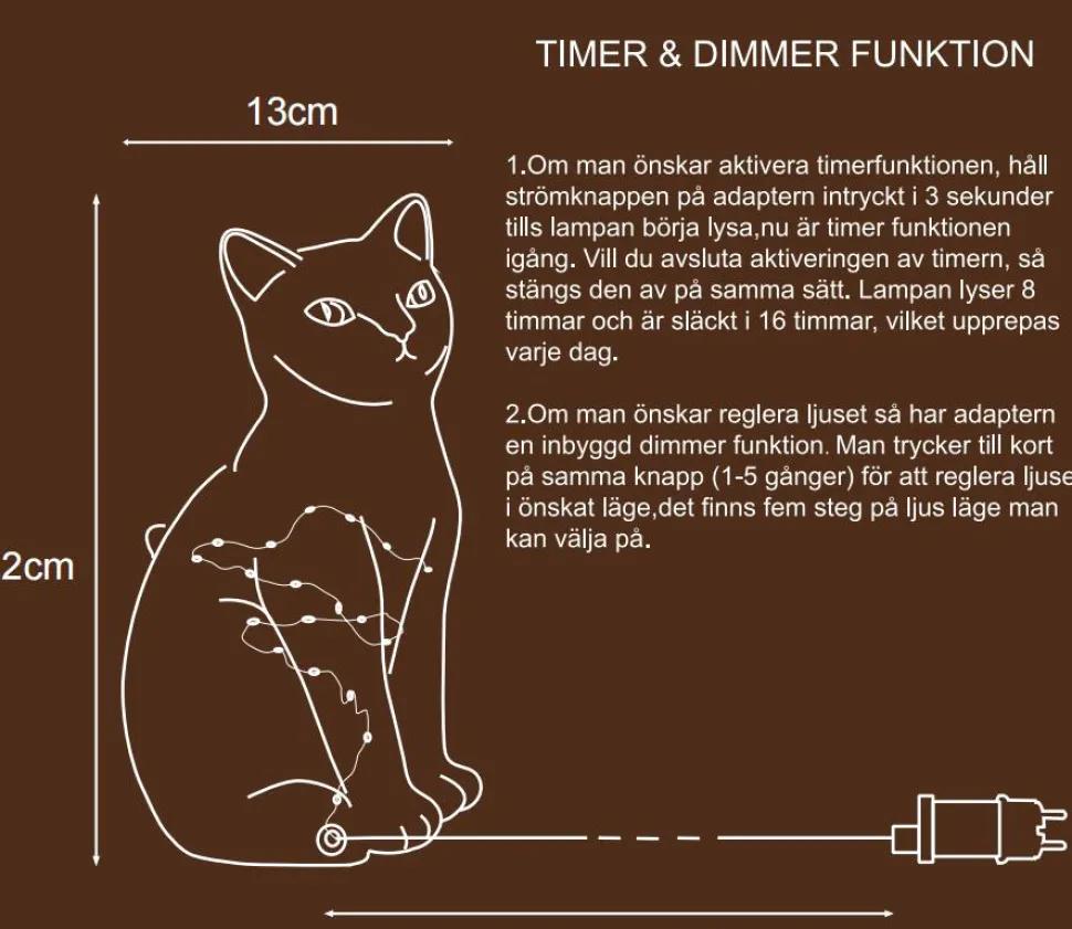 Katt 22cm bordslampa