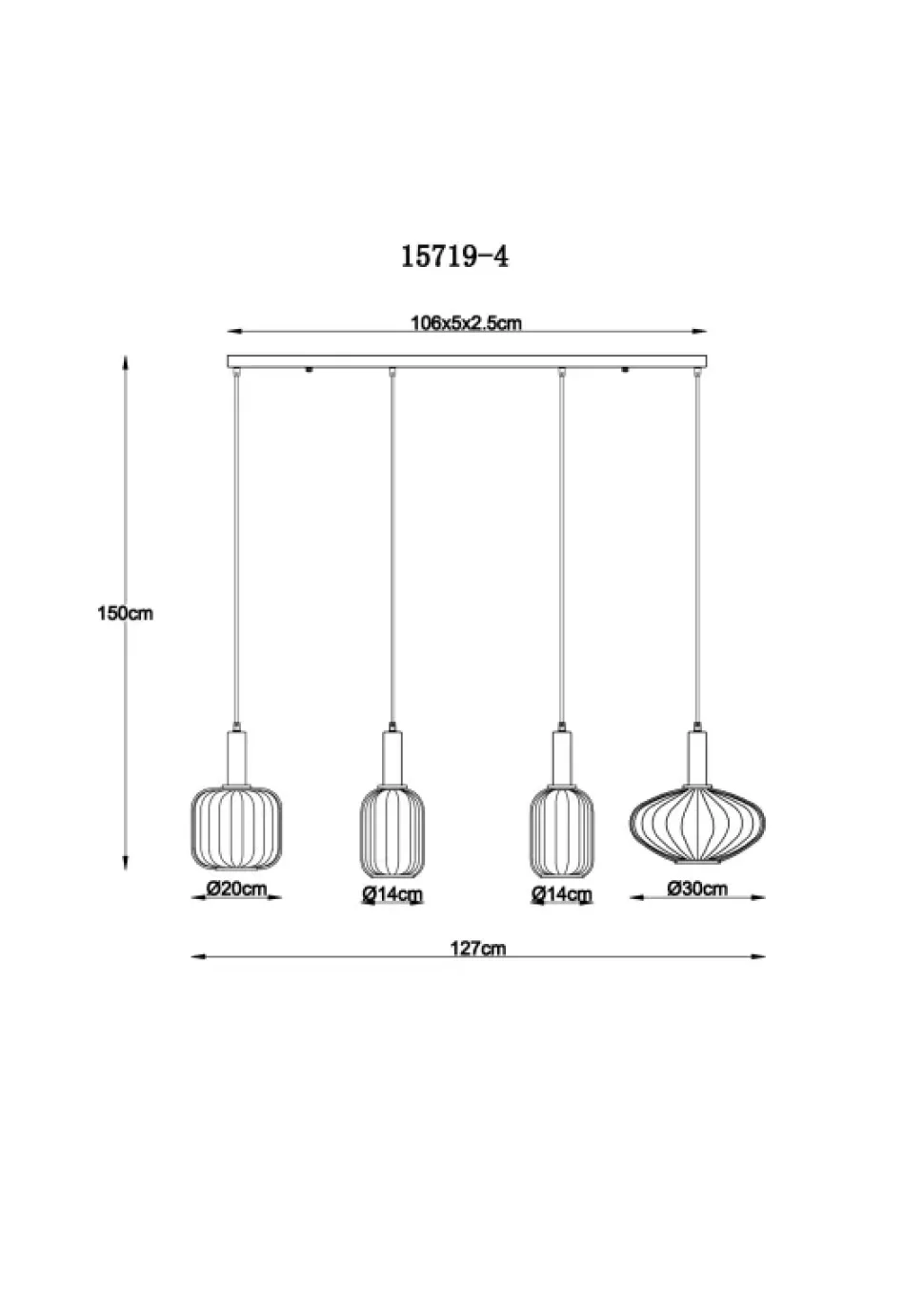 Valletta 127cm taklampa